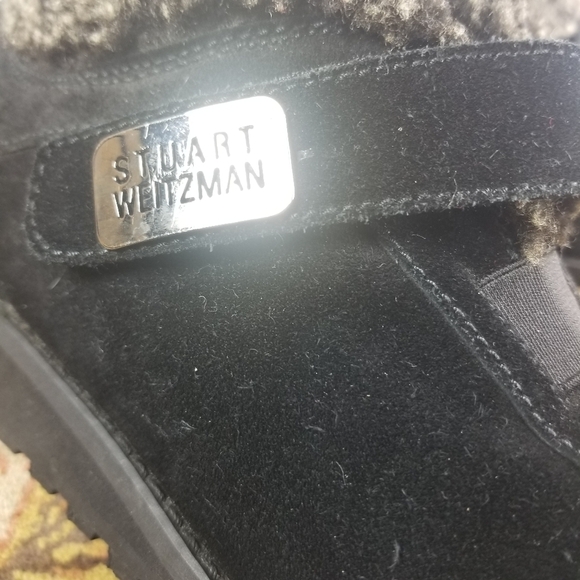 Stuart Weitzman black suede fleece ankle booties boots - Picture 11 of 11